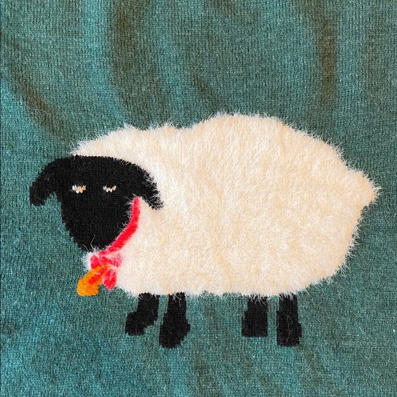 SUNDANCE Green Sheep Sweater “I Love Ewe” Design Size S Small Wool Blend - Picture 2 of 16